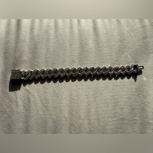 Silver and Black Zigzag Bracelet